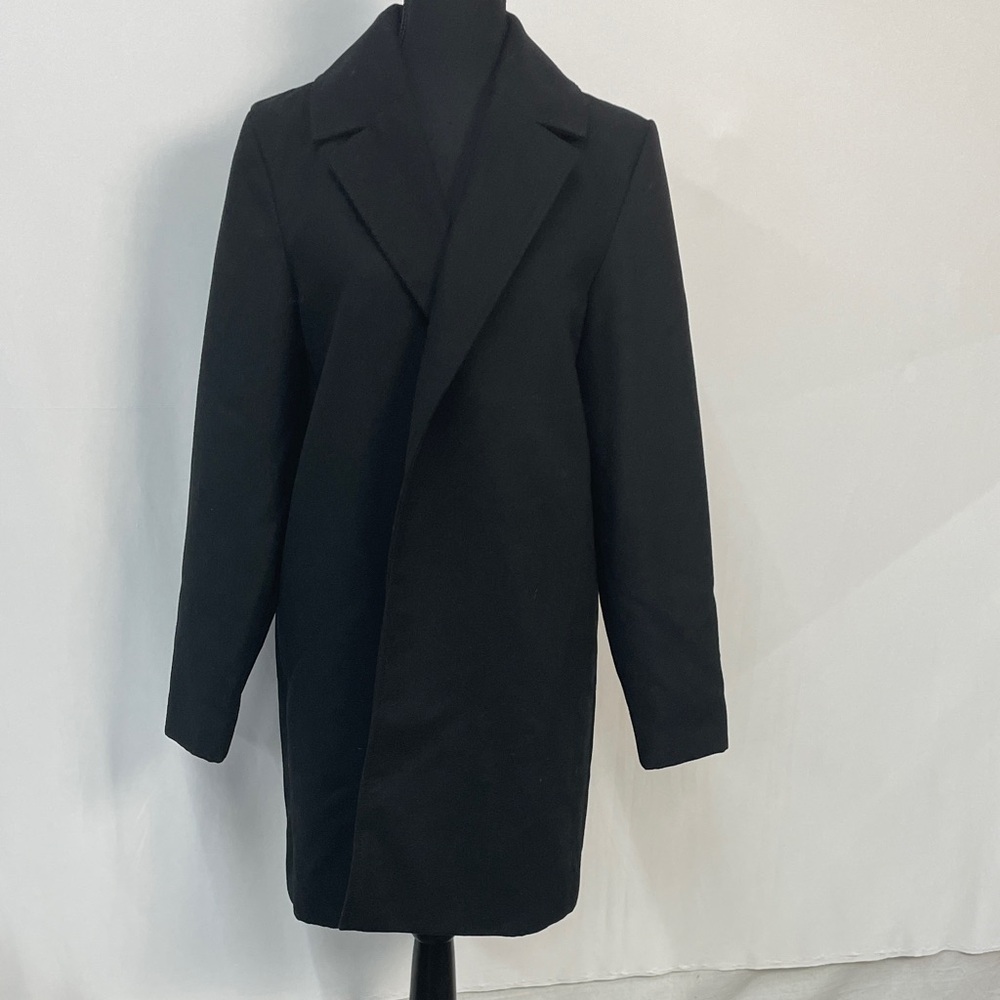 Fifth Label Open Front Black Overcoat, Oversized, Size Medium
